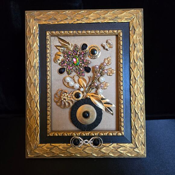 Handmade Framed Jewelry Art 8"W x 10"H - Picture 1 of 8